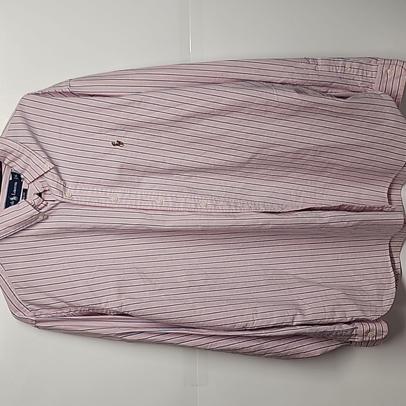 Ralph Lauren Classic fit pink button-down long-sleeve shirt with stripes. sz XL - Picture 1 of 8